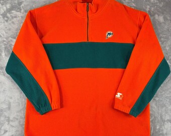 ヴィンテージ マイアミ・ドルフィンズ スターター フリース プルオーバー 2XL オレンジ/ティール NFL フットボール 90年代