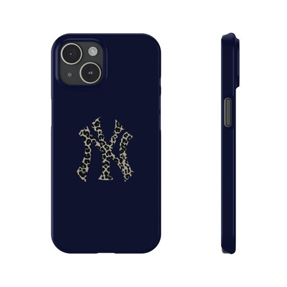 Navy Blue Leopard NY Letter iPhone Case Trendy Protective Phone