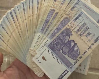 5枚セット - ジンバブエ 100兆ドル紙幣、AA-2008、P-91、未使用