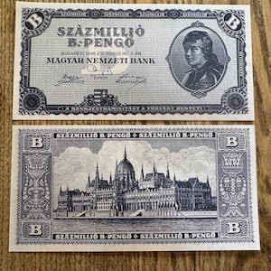 Hungarian 100 Quintillion, 1946 B-Pengo, P-131, Circulated