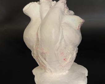 Escultura de corazón anatómico, arte de yeso craquelado, regalo de San Valentín