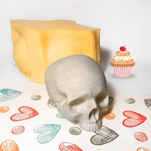 Skull Silicone Mold for Baking, Candle Making, Resin Art & Plaster | 3D Anatomical Skull Mold with Food Grade Silicone | 260 ml Volume