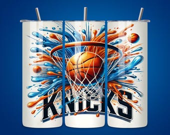 Diseño sin costuras para vaso térmico de 20 oz de los Knicks de baloncesto (descarga digital)