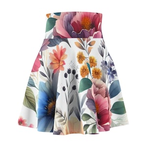 Floral Women&#39;s Skater Skirt, Vintage Style, Spring Fashion, Casual Wear, Mother&#39;s Day Gift, Festival Outfit
