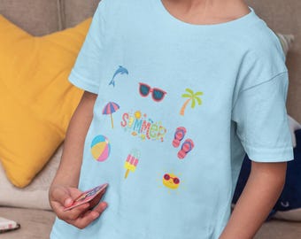 Summer Kids Tee - Cute Kid's Graphic T-Shirt, Boys Girls Casual Summer Top, Youth Cotton Tee, Fun Toddler Shirt, Kids Fashion Apparel