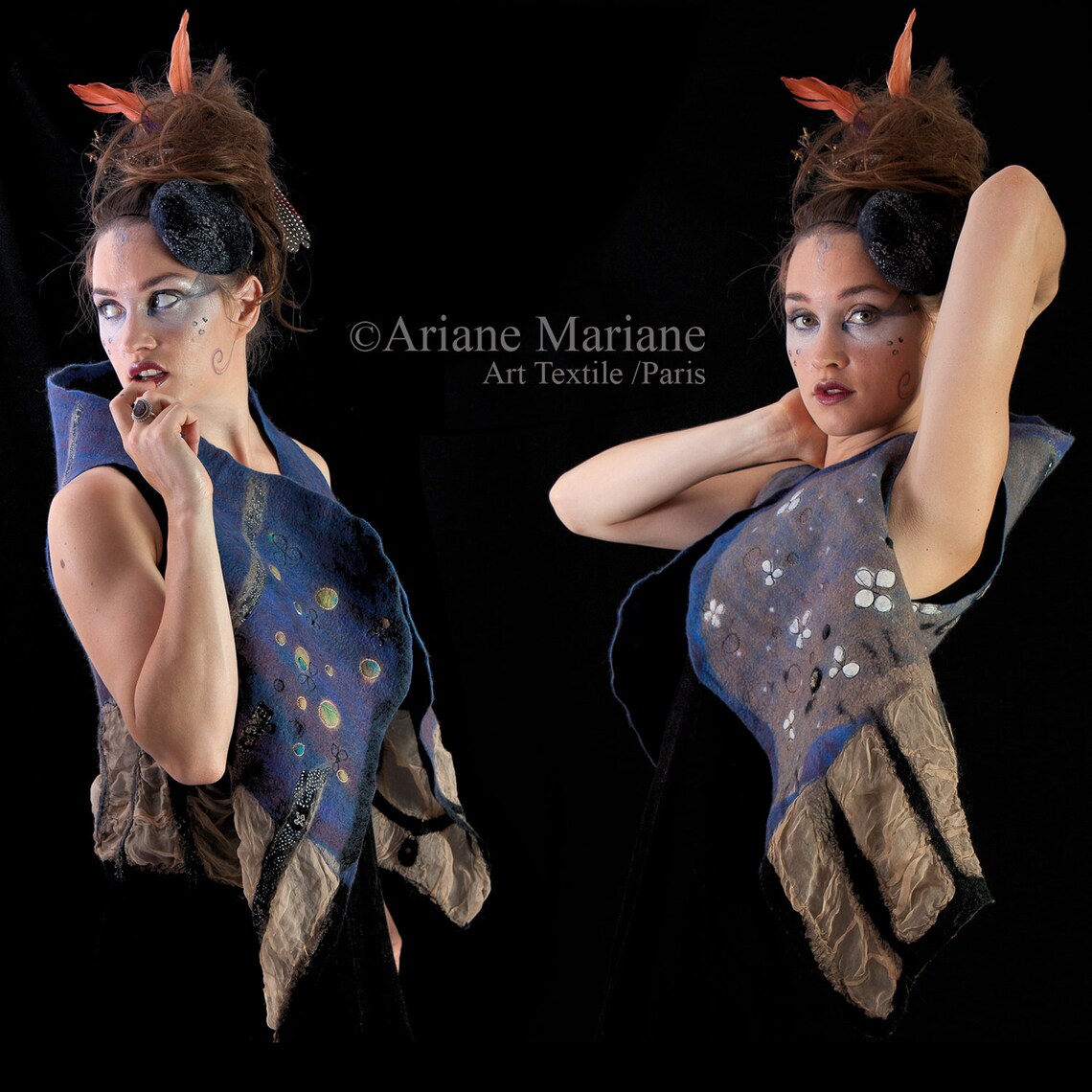 Wearable Art Vest Women Wool Silk Vest Unique Reversible Etsy