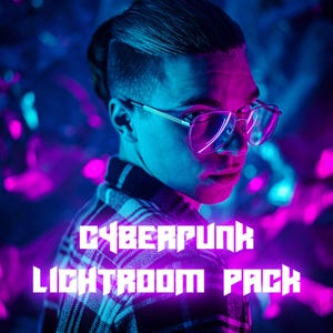 Cyberpunk Lightroom Preset Pack – 5 Stunning Presets: Neon Noir, Rainy Cityscape, Cyber Neon Glow, Futuristic Monochrome & Techno Vibes
