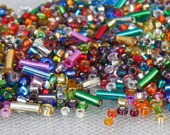 Silver Lined Seed Mix Preciosa 20-Grams Rocaille Bugle + Czech Glass Beads #GSHLF