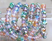 6 0 Czech Celestial Mix 10-Inch Strand Multi Tone Green Rose AB Metallic Glass Seed Beads