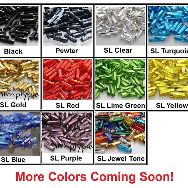 Twisted Bugle Tubes Czech Beads 10g Ur Pick Jewel Tone Black Sapphire Purple Mix Pewter Silver Lime Yellow Red Turquoise