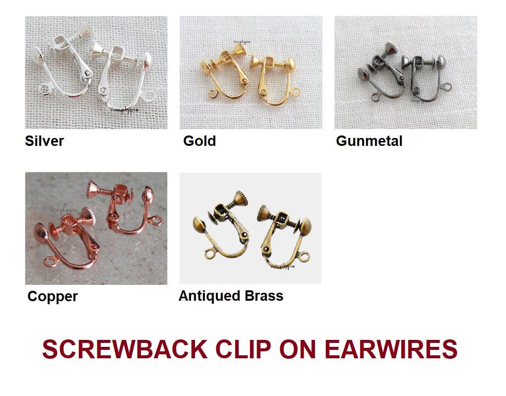 Adjustable Screwback Clip-On Earrings 6 Pcs Ur PICK Silver Gold Coppe…