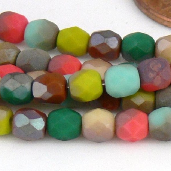 4mm Fire Polished Mixed Matte Celsian Czech Glass Beads 50 - Pls use sale coupon SIMPLY12