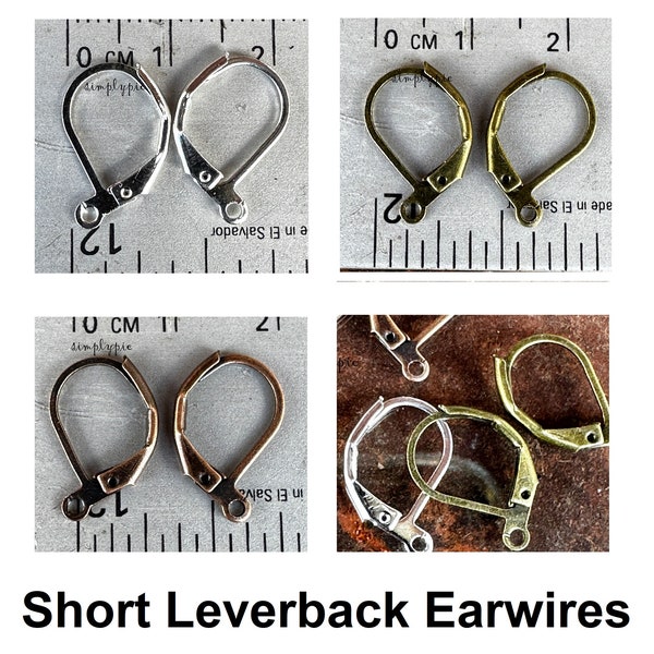 Short Leverback Ear Wires 12 Pcs Brass Earring Findings