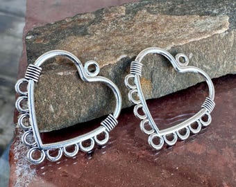 Lámparas de araña grandes plateadas con forma de corazón, 4 piezas, colgantes centrales gr #GARPIC