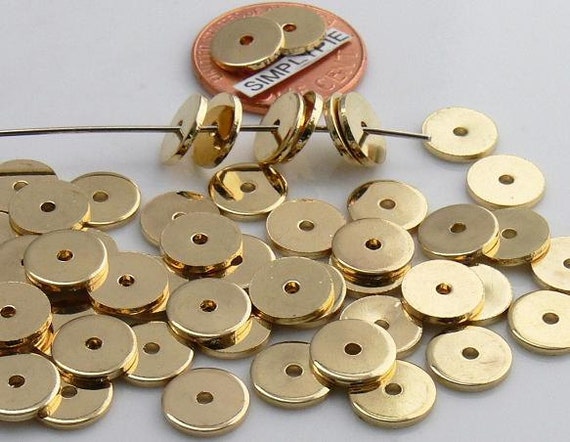 20 Gold OR Silver Plated Brass 8x1mm BRUSHED Heishi Disc Spacer Beads