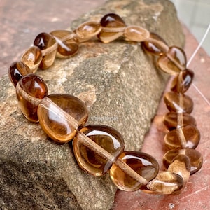 Smokey Topaz Heart Czech Glass Beads 8mm 20