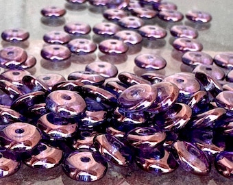 Amethyst Lumi Rondelle Disc 6mm 50 Czech Glass Spacer Wafer Beads