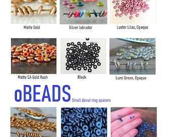 OBead Donut Ring Czech Glass Beads 100 Pcs Ur PICK Matte Gold Silver Labrador Red Picasso California Gold Rush Luster Opaque Lilac Black