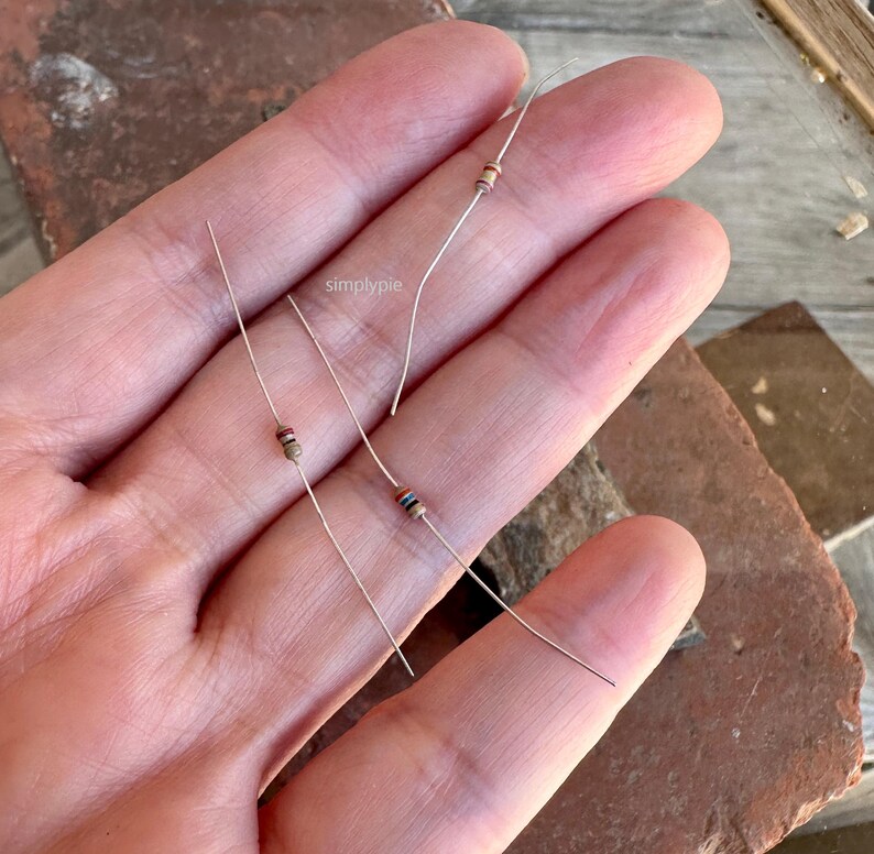 Pequeñas cuentas de resistencia recicladas: 20 piezas de 2 pulgadas, estilo industrial chic, 4 x 2 mm, para joyería. imagen 5