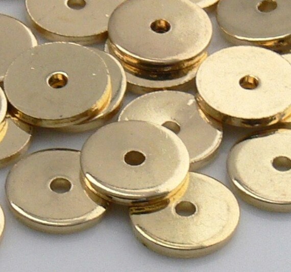 20 Gold OR Silver Plated Brass 8x1mm BRUSHED Heishi Disc Spacer Beads