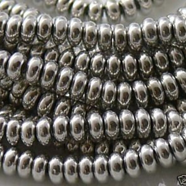 Metallic Silver Rondelle Czech Glass Beads 4mm Disc: 100