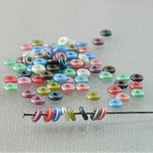 OBead Pearl Shine Mix - 100 cuentas de vidrio checas con forma de donut pequeño (n.° 2,67 g)
