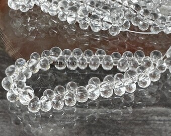 Vintage Czech Magatama Chunky Crystal Clear Glass Beads 50 Pcs #MDRWR