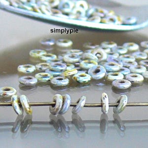 Obead Green Lumi Picasso Czech Glass Beads 100, Donut Ring #GR