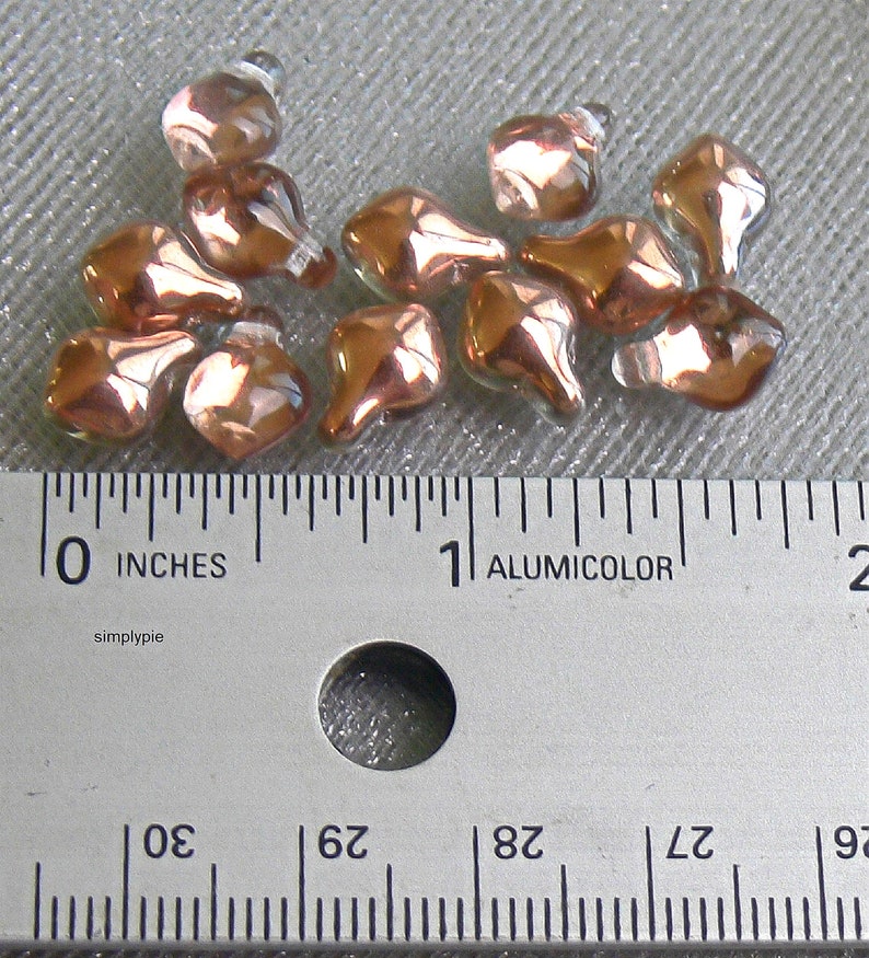Dagger Drops Apollo Czech Glass Beads 12 Half Coat Copper Spade Beads 11x8mm