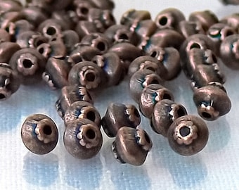 5mm Antiqued Copper Bicone Tibetan Style 50 Spacer Metal Beads