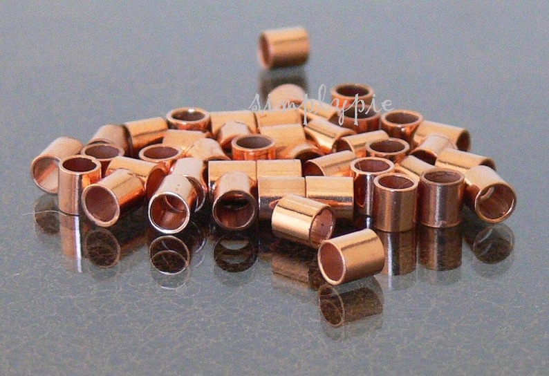Large Hole Seamless Tube Copper Crimp Beads 3mm 40 Metal Beads Etsy