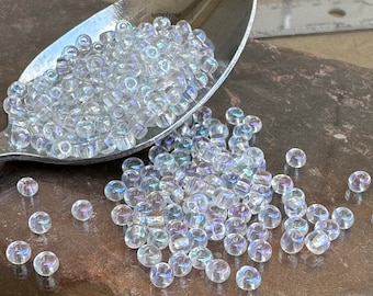 Cuentas de vidrio CRYSTAL AB checas 6/0, 10 g #GR