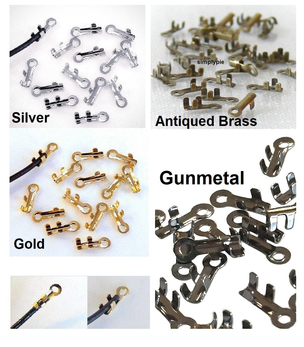 Bend Style Cord End Tips 7x2mm 40 Ur PICK Silver Gold Antiqued Brass …