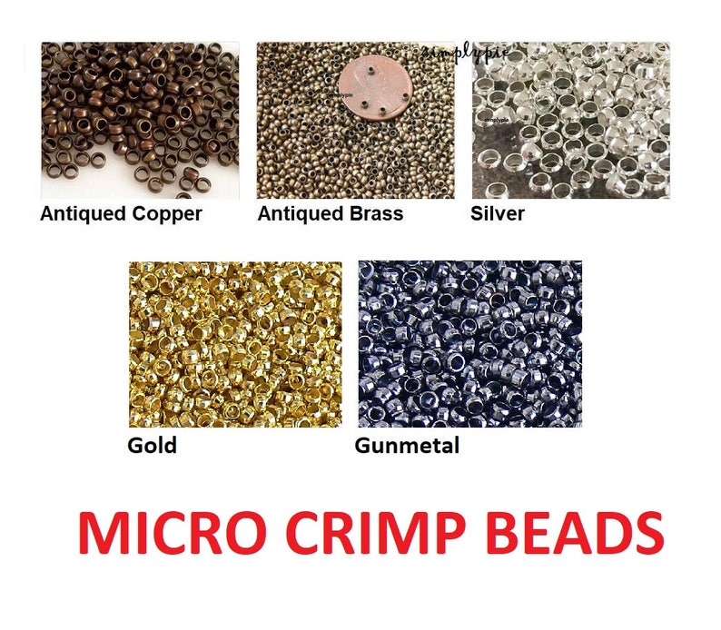 Puede incluir: Surtido de micro cuentas de crimpado en varios colores, incluyendo cobre antiguo, lat&oacute;n antiguo, plata, oro y metal de ca&ntilde;&oacute;n. Estas peque&ntilde;as cuentas se utilizan para la elaboraci&oacute;n de joyas y manualidades.