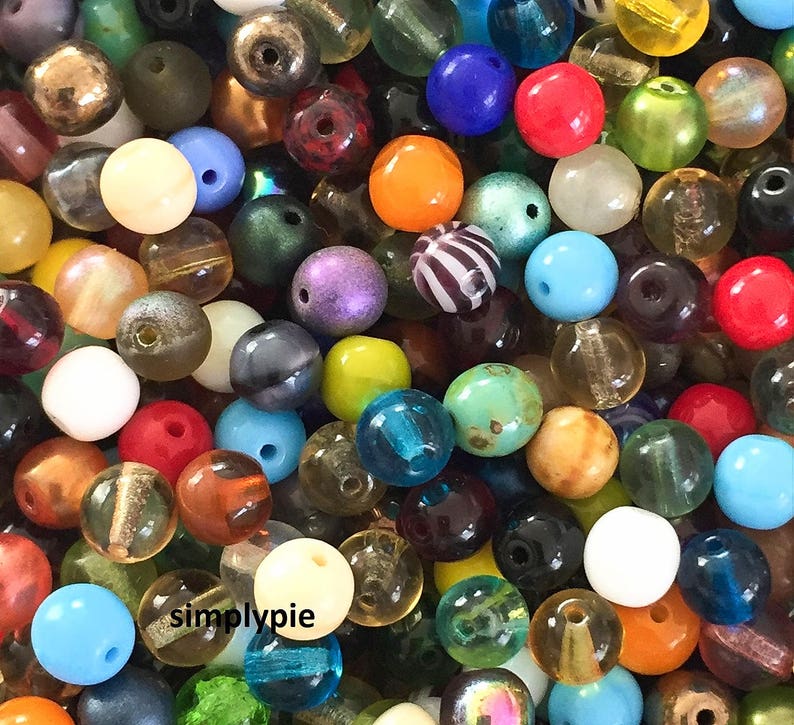 Mix Colors Czech Round Glass Beads 6mm Druk Assorted image 2