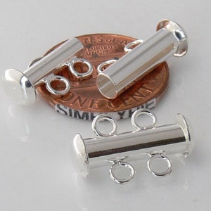 2-Loop Silver Slide Lock Clasps 2 Multi Strand Clasps Closure