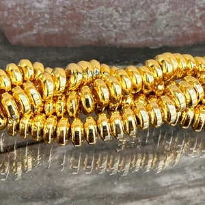 Large Hole Gold Rondelle Beads 6x2.5mm 20 Pcs Gold Metal Spacers #GARDRW sgr
