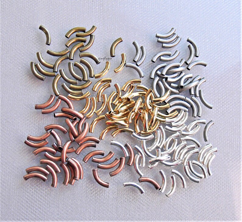 10x2mm Curved Tube Noodle Beads 20 Pcs UR PICK Antiqued Brass Etsy
