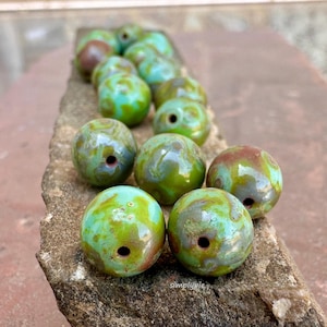 Turquoise Picasso Czech Glass Beads 8mm 20 Pcs Round Druk