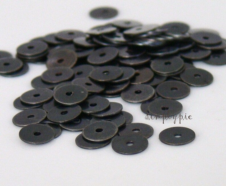 Flat Disc Black Gunmetal Beads 5mm 50 Thin Spacer Brass Etsy