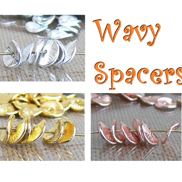 Wavy Rondelle Spacer Disc 25 Pcs Ur PICK Rose Gold Silver Metal Beads