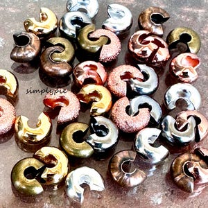 Brass Bead Crimp Covers: Silver, Gold, Copper, Gunmetal - 25 Pcs