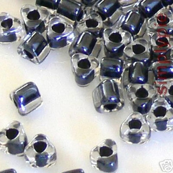 Triangle Miyuki Beads Black Lined Crystal 10-Grams