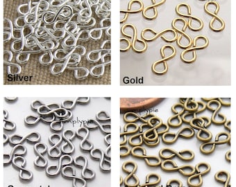 Figure 8/Infinity Connectors Links 50 Ur PICK Silver Gold Antiqued Brass Gunmetal