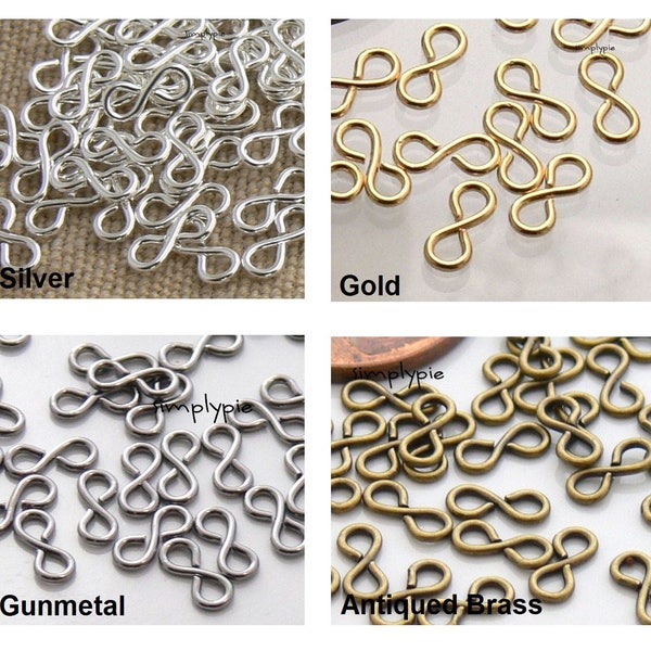 Figure 8/Infinity Connectors Links 50 Ur PICK Silver Gold Antiqued Brass Gunmetal