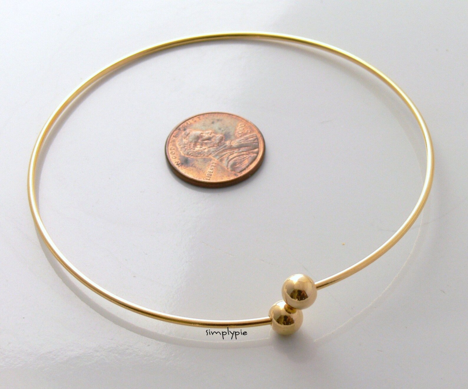 Gold Beaded Bangle Bracelet With Screwon Round Beads DIY Etsy