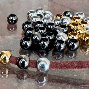 Large Hole 6mm Round Metal Brass Beads 25 Ur Pick Silver Gold Gunmetal