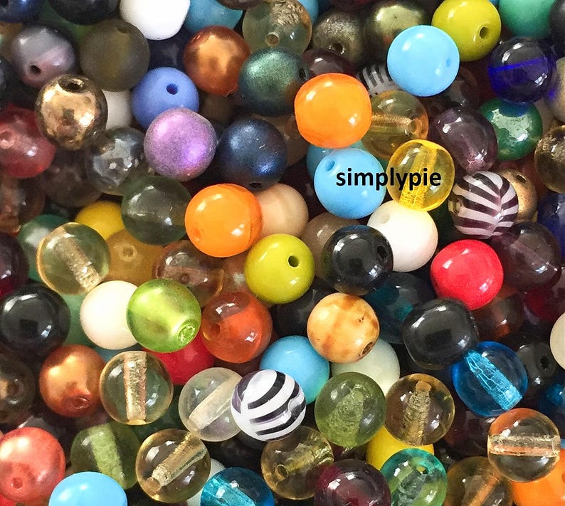 Mix Colors Czech Round Glass Beads 6mm Druk Assorted image 3