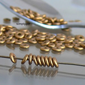 OBead Matte Antiqued Gold Czech Glass Donut Beads – 100 Pcs  #GR Jewelry Making Supplies