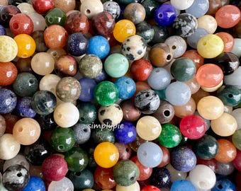 Cuentas sueltas de piedras preciosas de 6 mm redondas, bolsa sorpresa de 50 unidades #STRDEL gr